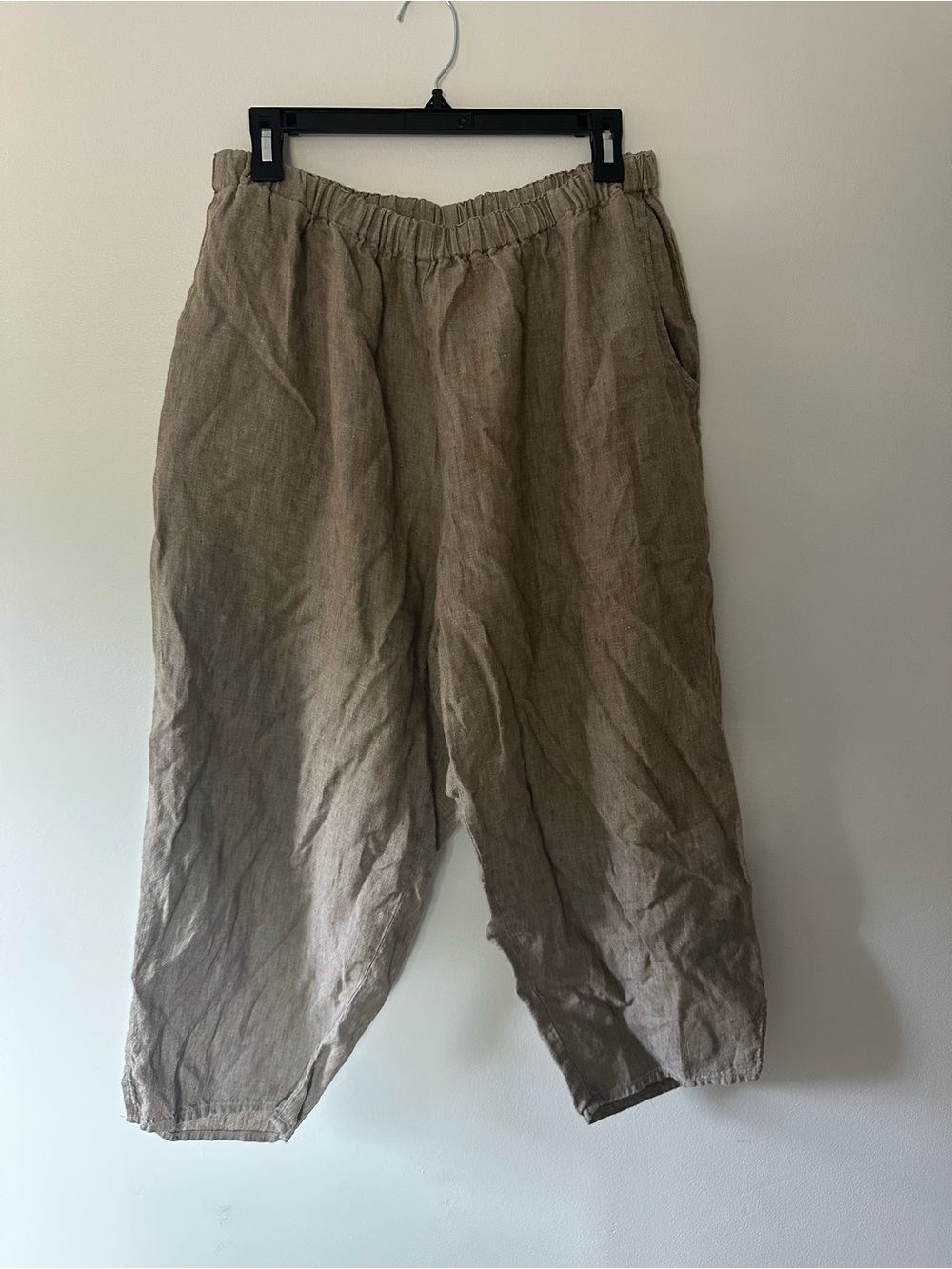 Flax Khaki Linen Ankle Crop Pants